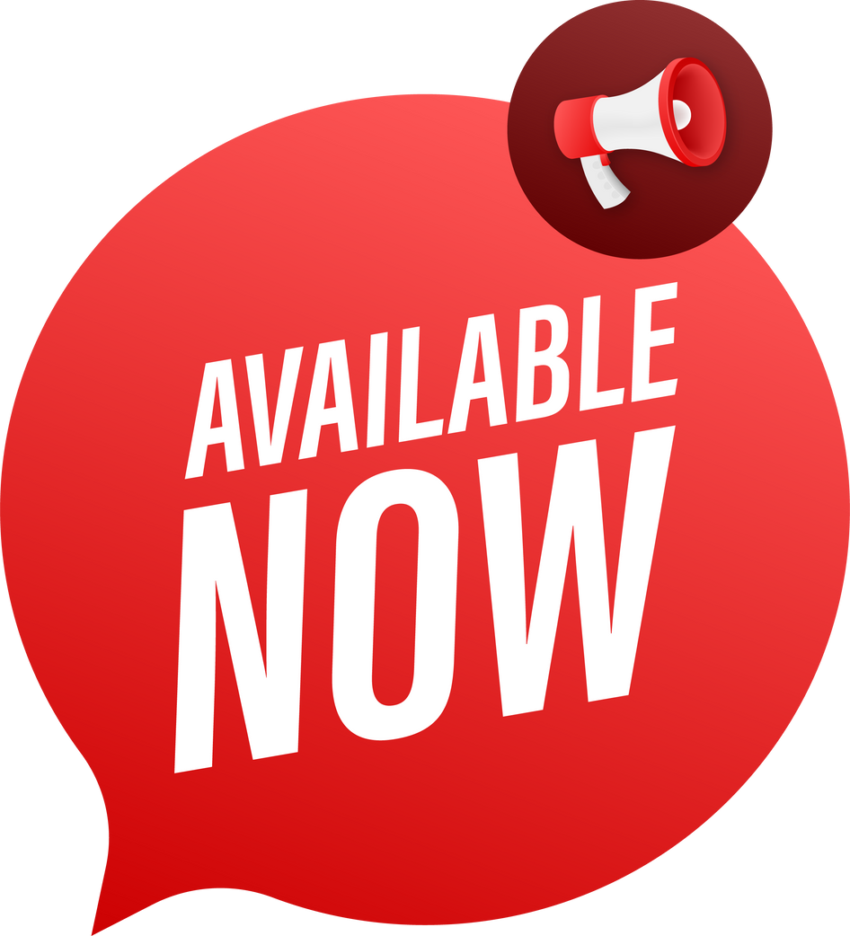 Available now label, badge. Shop now. Vector stock illustration.